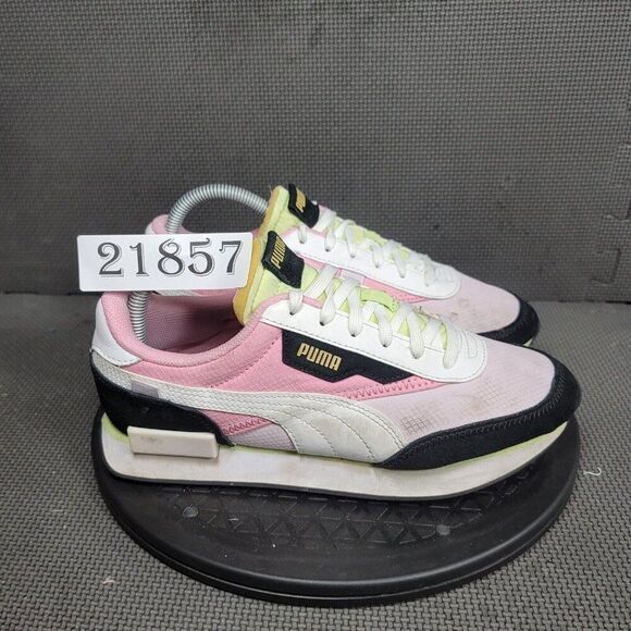 Puma Future Rider Shoes Youth Sz 7 Pink White Black Athletic Trainers Sneakers